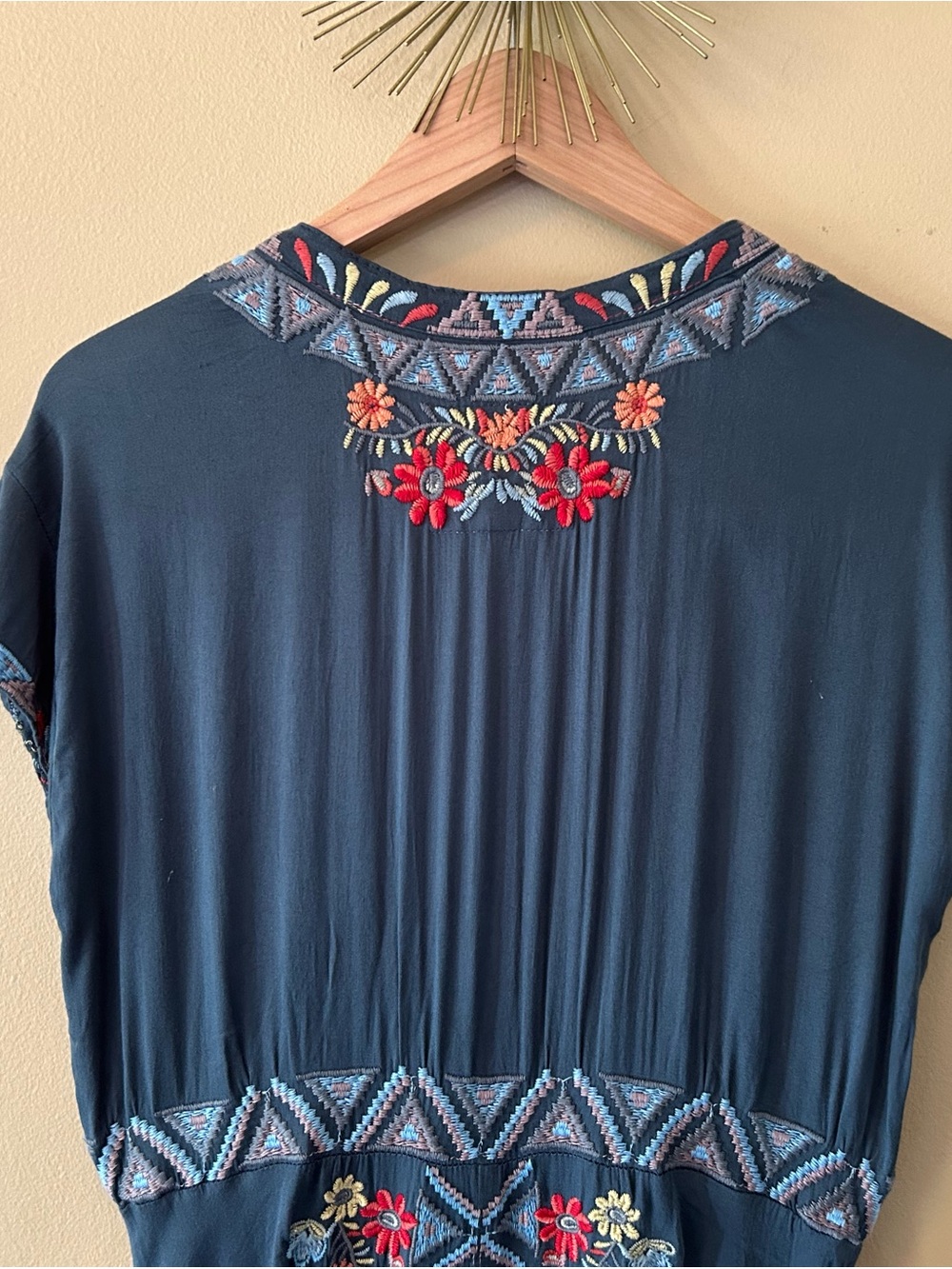 Johnny Was Embroidered Boho Cassie Maxi Dress - Navy Blue Medium - Picture 8 of 10